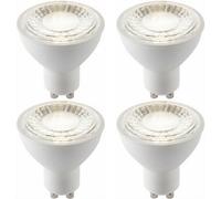 Loops 4 Pack White & Clear 7W Gu10 Smd Led Light Bulb - Non-Dimmable Cool White - 680Lm 4000K