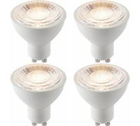 Loops 4 Pack White & Clear 7W Gu10 Smd Led Light Bulb - Non-Dimmable Warm White - 680Lm 3000K