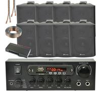 Loops 4 Zone Bluetooth Speaker Kit 8x 70W Black Wall Mounted Home Bar Stereo Amplifier