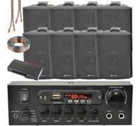 Loops 4 Zone Bluetooth Speaker Kit 8X 70W Black Wall Mounted Home Bar Stereo Amplifier
