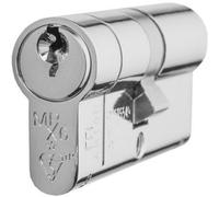 Loops 40 / 60mm Euro Double Offset Cylinder Lock 6 Pin Polished Chrome Fire Barrel