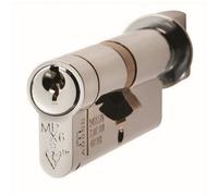 Loops 40 / 60mm Euro Offset Cylinder Lock & Thumb Turn - 6 Pin Satin Chrome Barrel