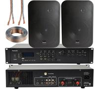 400W Bluetooth Sound System 2x Black 200W Wall Speaker Channel HiFi Amplifier