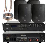 Loops 400W Bluetooth Sound System 4X Black 200W Wall Speaker Channel Hifi Amplifier