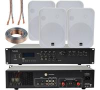 Loops 400W Bluetooth Sound System 4x White 200W Wall Speaker Channel HiFi Amplifier Loops White