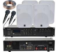 Loops 400W Bluetooth Sound System 4X White 200W Wall Speaker Karaoke Amp & Microphones