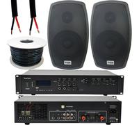 400W LOUD Outdoor Bluetooth System 2x Black Speaker Weatherproof Garden Music