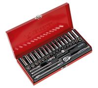Loops 41 PACK Socket Set - 1/4" Met & Imp Square Drive - 6 Point Socket Ratchet Handle Loops Multicolor