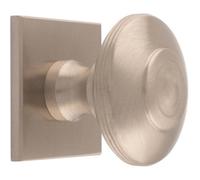 Loops 42mm Round Cabinet Door Knob & 40X40mm Matching Backplate - Satin Nickel Handle