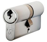 Loops 45 / 50mm Euro Double Offset Cylinder Lock - 5 Pin Satin Chrome Fire Door Barrel