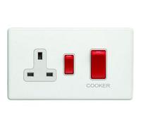 Loops 45A Dp Oven Cooker Switch & Single 13A Switched Socket Screwless Matt White
