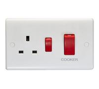 Loops 45A Dp Oven Switch & Single 13A Switched Power Socket White Cooker Wall Outlet