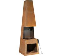 Loops 45x150cm CORTEN STEEL Chininea Wood Burner - Firewood Storage Garden Heater Rust