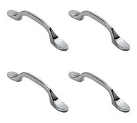 Loops 4X 128mm Shaker Style Cabinet Pull Handle 76mm Fixing Centres Polished Chrome