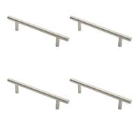 Loops 4x 19mm Straight T Bar Pull Handle 225mm Fixing Centres Satin Stainless Steel in Metallics Loops Metallics