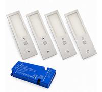 Loops 4X 24V Aluminium 175mm Super Slim Rectangle Surface Mounted Led Under Cabinet Light And Driver Kit, 3 White Colours