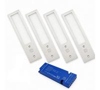 Loops 4X 24V Aluminium 200mm Super Slim Rectangle Surface Mounted Led Under Cabinet Light And Driver Kit, 3 White Colours