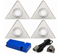 Loops 4X 24V Dimmable Aluminium Triangle Surface Mounted Led Under Cabinet Light And Driver Kit, 3 White Colours