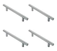 Loops 4X 25mm Straight T Bar Pull Handle 300mm Fixing Centres Satin Stainless Steel