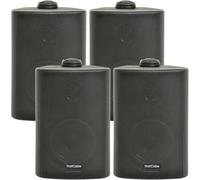 Loops 4X 3 60W Black Outdoor Rated Garden Wall Speakers Wall Mounted Hifi 8Ohm & 100V