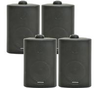 4x 4 70W Black Outdoor Rated Garden Wall Speakers Wall Mounted HiFi 8Ohm & 100V