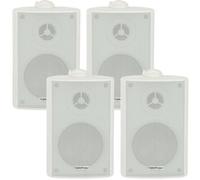 Loops 4X 4 70W White Outdoor Rated Garden Wall Speakers Wall Mounted Hifi 8Ohm & 100V