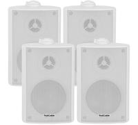 Loops 4x 6.5" 120W White Outdoor Rated Garden Wall Speakers Wall Mounted 8Ohm & 100V Loops White
