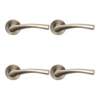 Loops 4x AIR Twisted Angular Design Lever on Slim Round Rose Concealed Fix Satin Steel in Metallics Loops Metallics