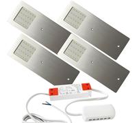 Loops 4x ALUMINIUM Ultra-Slim Rectangle Under Cabinet Kitchen Light & Driver Kit - Natural White LED Loops White