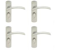 Loops 4x Arched Lever on Bathroom Backplate Door Handle 170 x 42mm Satin Chrome Loops Multicolor
