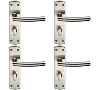 Loops 4x Arched Lever on Bathroom Backplate Door Handle Thumbturn Lock Satin Steel in Metallics Loops Metallics