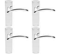 Loops 4x Arched Lever on Latch Backplate Door Handle 170 x 42mm Polished Chrome Loops Multicolor