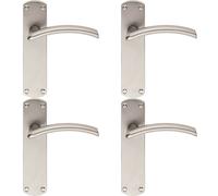 Loops 4x Arched Lever on Latch Backplate Door Handle 170 x 42mm Satin Chrome Loops Multicolor