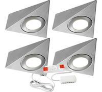 4x 2.6W Kitchen Pyramid Triangle Spot Light & Driver Stainless Steel Warm White