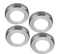 Loops 4x BRUSHED NICKEL Round Surface or Flush Under Cabinet Kitchen Light Kit - 240V Mains Powered - Natural White LED