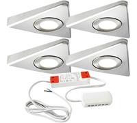 Loops 4x BRUSHED NICKEL Triangle Surface Under Cabinet Kitchen Light & Driver Kit - Natural White LED