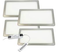 Loops 4x BRUSHED NICKEL Ultra-Slim Rectangle Under Cabinet Kitchen Light & Driver Kit - Natural White Diffused LED
