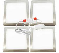Loops 4x BRUSHED NICKEL Ultra-Slim Square Under Cabinet Kitchen Light & Driver Kit - Natural White Diffused LED