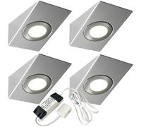 4x 2.6W LED Kitchen Wedge Spot Light & Driver Kit Stainless Steel Natural White