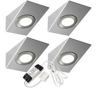 4x 2.6W LED Kitchen Wedge Spot Light & Driver Kit Stainless Steel Warm White
