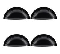 Loops 4X Cabinet Cup Pull Handle 91 X 45mm 76mm Fixing Centres Matt Black