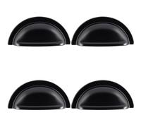 Loops 4x Cabinet Cup Pull Handle 91 x 45mm 76mm Fixing Centres Matt Black Loops Black