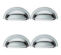Loops 4X Cabinet Cup Pull Handle 91 X 45mm 76mm Fixing Centres Polished Chrome