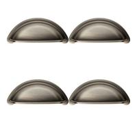 Loops 4X Cabinet Cup Pull Handle 94 X 41.5mm 76mm Fixing Centres Gun Metal