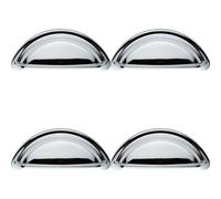 Loops 4X Cabinet Cup Pull Handle 94 X 41.5mm 76mm Fixing Centres Polished Chrome