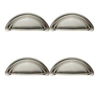 Loops 4X Cabinet Cup Pull Handle 94 X 41.5mm 76mm Fixing Centres Satin Nickel
