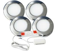 4x 2.6W LED Kitchen Cabinet Surface Spot Lights & Driver Chrome Natural White