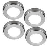 Loops 4x CHROME Round Surface or Flush Under Cabinet Kitchen Light Kit - 240V Mains Powered - Natural White LED