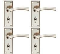 Loops 4x Chunky Curved Tapered Handle on Bathroom Backplate 150 x 50mm Satin Nickel in Metallics Loops Metallics