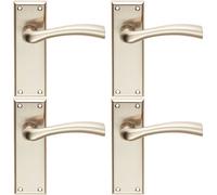 Loops 4x Chunky Curved Tapered Handle on Latch Backplate 150 x 50mm Satin Nickel in Metallics Loops Metallics